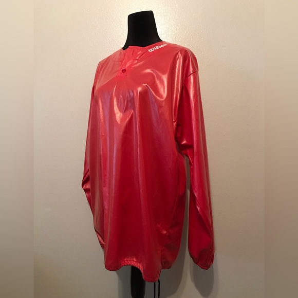 Vintage Wilson Unisex Stadium Pullover Stadium Jacket Pearl red Sz Men’s M - Picture 5 of 7